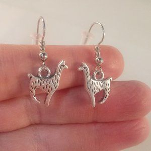 Silver Llama Dangle Earrings Hypoallergenic Hks